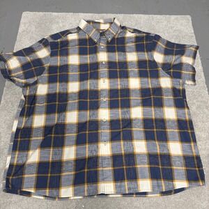 ROWM Plaid Button-Down Shirt Mens 3XB Blue Orange Big & Tall